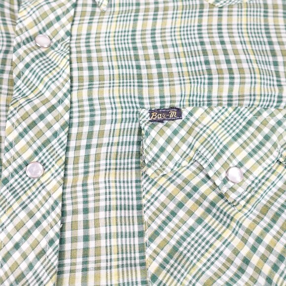 Vintage BAR-M RANCHER Western Pearl Snap Plaid Shirt Men's XL Collared Sawtooth - Picture 4 of 11